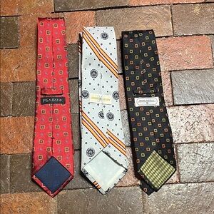 3 vintage ties. Bruno Pietelli, Jos A Banks, Johnny Carson.